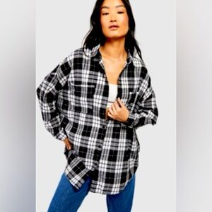 Boohoo Black and White Plaid Shirt